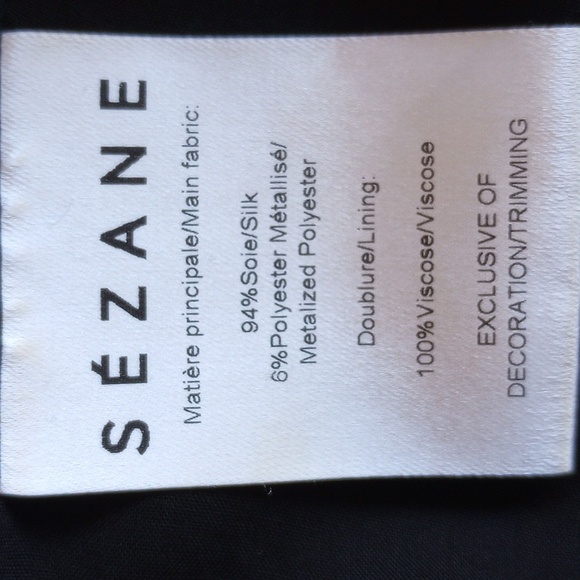 Sezane Josephine Floral Silk Chiffon Mini Dress 36 4 Black Metallic - Picture 6 of 8